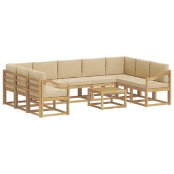 Vidaxl Zunanja garnitura za sedenje 10 szt. Bela in bež 59 x 59 x 37 cm