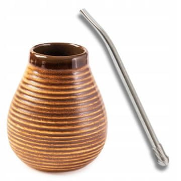 shumee Komplet Yerba Mate - keramična posoda Matero 330 ml + jeklena bombilla 16,3 cm