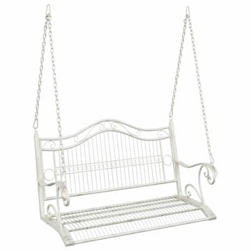 Vidaxl Gugalna klop Jeklo 115 x 61 x 63 cm Antik bela