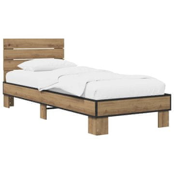 Vidaxl Okvir postelje z naslonjalom Artisan hrast 80 x 200 cm