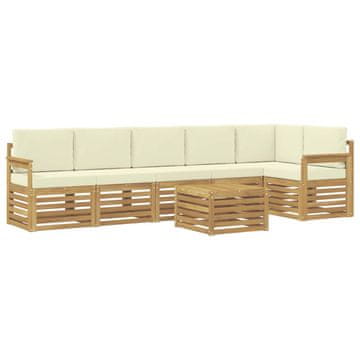 Vidaxl Zunanja garnitura za sedenje 7 szt. Bela in krem 59 x 59 x 37 cm