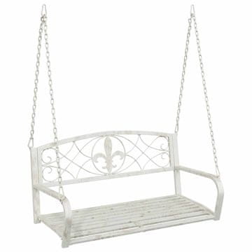 Vidaxl Gugalna klop Jeklo 110,5 x 59 x 55 cm Antik bela