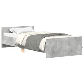 Vidaxl Okvir postelje z naslonjalom Betonsko siva 80 x 200 cm