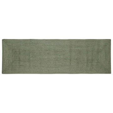 Vidaxl Preproge za površine Pravokotna Olivno zelena 80 x 200 cm Juta