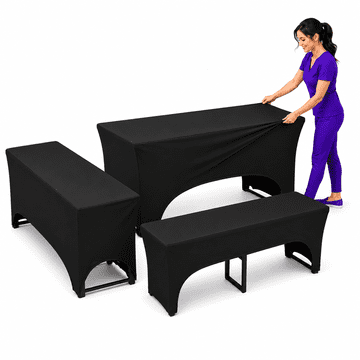 Vidaxl 3 črne prevleke za gasilske mize in klopi raztegljive 220 x 70 x 80 cm