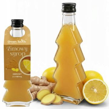 shumee ZIMSKI INGVERJEV SIRUP Z LIMONO 200 ml NARAVNA STEKLENIČKA ZA ČAJ Z VZORCEM BOŽIČNEGA DREVECA