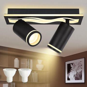 Nikcorp Stropni LED reflektor VAYALT 13 W 2×6 W GU10 3000 K nastavljiv 350°/90° topla bela 1700 lm akrilno steklo 230 V (set 2×GU10)