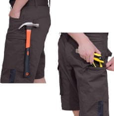 Nikcorp Moške delovne kratke hlače Cargo premium, siva, XL – regular fit elastičen pas, mešanica bombaž/elastan 97/3, večnamenski žepi na ježka, odsevni elementi, tehnični zadrga in kaveljček