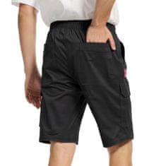 Nikcorp Moške cargo kratke hlače premium casual Urban Streetwear, redni kroj, črne L, bombaž 97% 3% elastan, večnamenski žepi, zadrga z gumbom, poletne delovne hlače