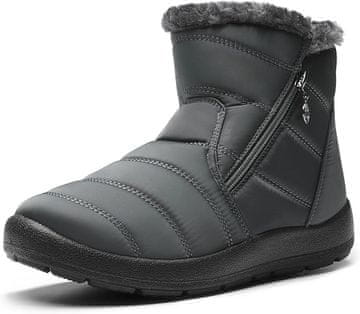 Nikcorp Zimski ženski škornji DREAM PAIRS snežaki vodoodporni podloženi 42, najlon zračen, protizdrsen podplat poliuretan, zadrga 45°, lateks vložek 4 mm, črni