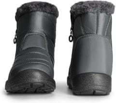 Nikcorp Zimski ženski škornji DREAM PAIRS snežaki vodoodporni podloženi 42, najlon zračen, protizdrsen podplat poliuretan, zadrga 45°, lateks vložek 4 mm, črni