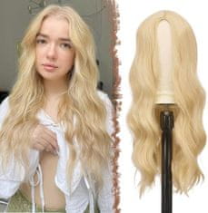 Nikcorp Ženska peruka dolge lase 70 cm, valovi, realističen videz, premium sintetična, klasični blond; toplotno odporna za kodranje in oblikovanje, nastavljiva kapica z ježkom, zračna notranjost