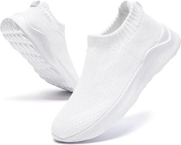 Nikcorp Slip-on tekaške superge CAIQDM Prodyšna zračna mreža, podplat EVA proti zdrsu, blaženje tresljajev, športne za hojo tek telovadnico delo potovanja bela 36