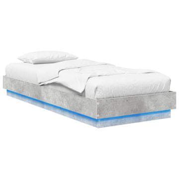 Vidaxl Posteljni okvir z LED Betonsko siva 80 x 200 cm Inženirski les