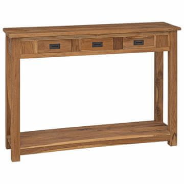 Vidaxl Konzolna miza Naravna 110 x 30 x 80 cm Trden tikov les