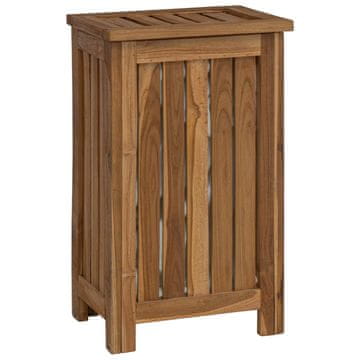 Vidaxl Košara za pranje Naravna 35 x 25 x 60 cm Trden tikov les