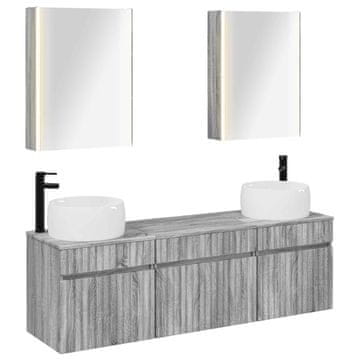Vidaxl Komplet omaric za kopalnico 5 szt. Siva Sonoma 53 x 15,5 x 70 cm