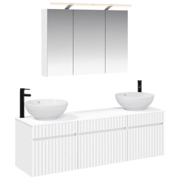 Vidaxl Komplet omaric za kopalnico 4 szt. Bela 100 x 14,5 x 70 cm