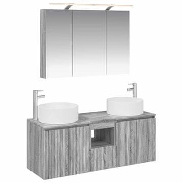 Vidaxl Komplet omaric za kopalnico 4 szt. Siva Sonoma