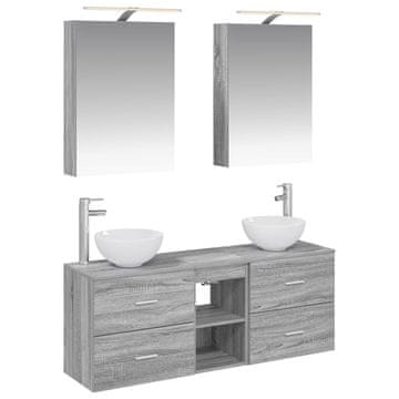 Vidaxl Komplet omaric za kopalnico 5 szt. Siva Sonoma 50 x 14,5 x 70 cm