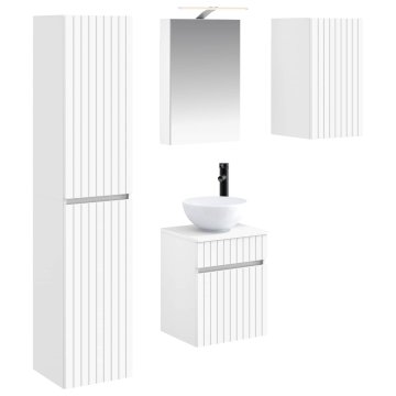 Vidaxl Komplet omaric za kopalnico 5 szt. Bela 40 x 10,5 x 60,5 cm
