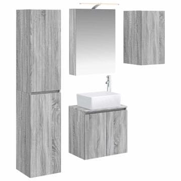 Vidaxl Komplet omaric za kopalnico 5 szt. Siva Sonoma 50 x 14,5 x 70 cm