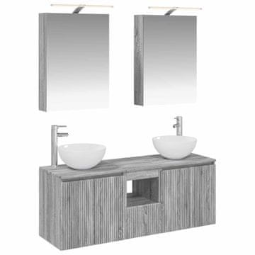 Vidaxl Komplet omaric za kopalnico 5 szt. Siva Sonoma 50 x 14,5 x 70 cm