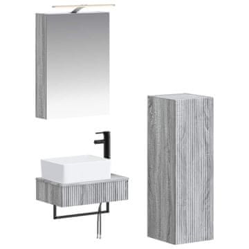 Vidaxl Komplet omaric za kopalnico 4 szt. Siva Sonoma 50 x 14,5 x 70 cm