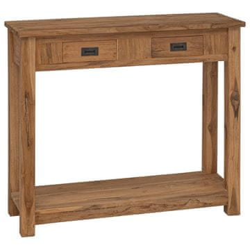 Vidaxl Konzolna miza Naravna 90 x 30 x 80 cm Trden tikov les