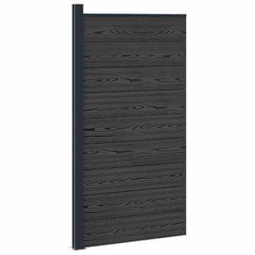 Vidaxl Plošča ograje WPC in aluminij Črna