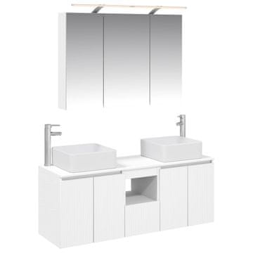 Vidaxl Komplet omaric za kopalnico 4 szt. Bela 100 x 14,5 x 70 cm