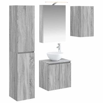 Vidaxl Komplet omaric za kopalnico 5 szt. Siva Sonoma 50 x 14,5 x 70 cm
