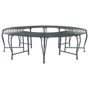 Vidaxl Banka Dreves 8-Število sedežev Ø 160 x 44 cm Jeklo Srebrno siva