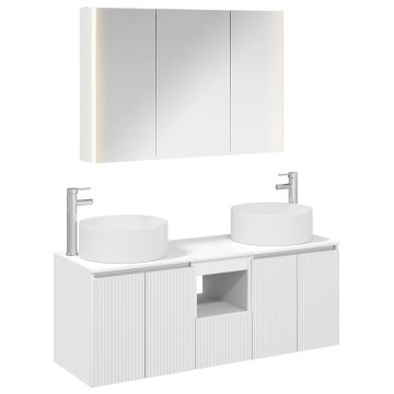 Vidaxl Komplet omaric za kopalnico 4 szt. Bela 103,5 x 15,5 x 70 cm