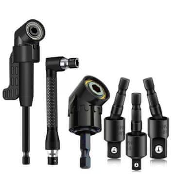 Vixson 6-delni komplet kotnih adapterjev za vrtalnik, 90°/105°, univerzalni šesterokotni nastavki, za ozke prostore | EZADAPT