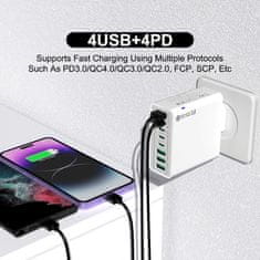 VYZIO® 65W hitri večvratni USB polnilec, pametna razporeditev moči, zaščita pred pregrevanjem, univerzalna združljivost, EU vtič | CHARGORA