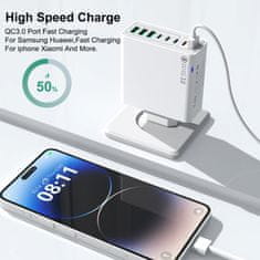 VYZIO® 65W hitri večvratni USB polnilec, pametna razporeditev moči, zaščita pred pregrevanjem, univerzalna združljivost, EU vtič | CHARGORA