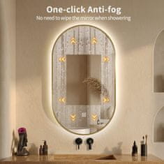 S6 Steklarstvo Šest LED ogledalo S611A2 z zlatim okvirjem, 60x110cm, ovalno LED kopalniško ogledalo, 3 barve LED, dimmer, antifog