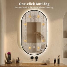 S6 Steklarstvo Šest LED ogledalo S611B2 s črnim okvirjem, 60x110cm, ovalno LED kopalniško ogledalo, 3 barve LED, dimmer, antifog
