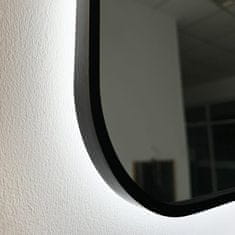 S6 Steklarstvo Šest LED ogledalo S611B2 s črnim okvirjem, 60x110cm, ovalno LED kopalniško ogledalo, 3 barve LED, dimmer, antifog