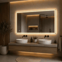S6 Steklarstvo Šest LED ogledalo S6P1, 120x80cm / 80x120cm , dvojna LED linija, 3barve LED, dimmer, antifog