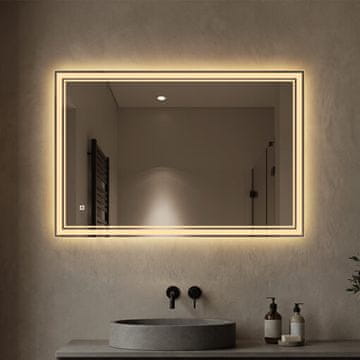 S6 Steklarstvo Šest LED ogledalo S6P1, 120x80cm / 80x120cm , dvojna LED linija, 3barve LED, dimmer, antifog