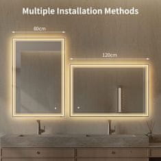S6 Steklarstvo Šest LED ogledalo S6P1, 120x80cm / 80x120cm , dvojna LED linija, 3barve LED, dimmer, antifog