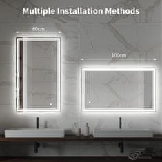 S6 Steklarstvo Šest LED ogledalo S6P2, 100x60cm / 60x100cm, dvojna LED linija, 3barve LED, dimmer, antifog