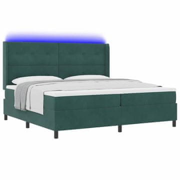 Vidaxl Postelja z vzmetnico Temno zelena 200 x 200 cm Žamet