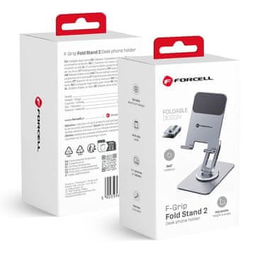 FORCELL Zložljiv namizni stojalo za telefon/tablico Forcell F-Grip Fold Stand 2 360, sivo