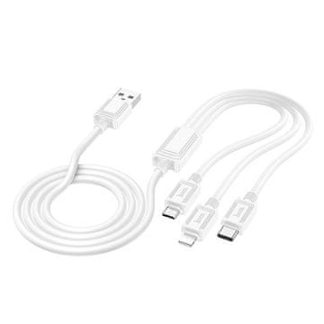 Hoco Kabel 3 v 1 USB-A na Lightning / Micro USB / USB-C Hoco 2 A, 1 m, X74, bel