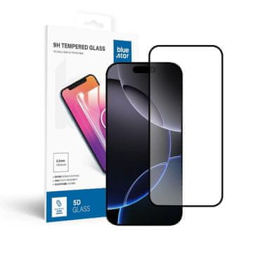 Blue Star Kaljeno steklo za iPhone 16 PRO MAX / 17 PRO MAX (s celotnim lepljenjem) Blue Star 5D, črno