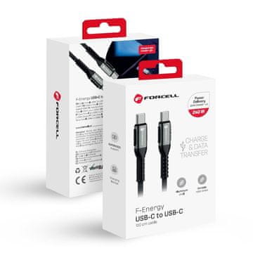 FORCELL USB-C–USB-C kabel Forcell F-Energy QC4.0 PD 5A 240 W Cafule, 1,2 m, C263, črn
