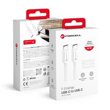 FORCELL USB-C–USB-C kabel Forcell F-Energy QC4.0 PD 3A 60 W 0,25 m C338, bel